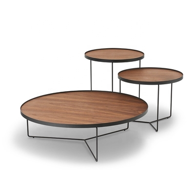 Ωοειδές Mdf Contemperary ξύλο και καθορισμένα έπιπλα τραπεζάκι σαλονιού μετάλλων για το καθιστικό