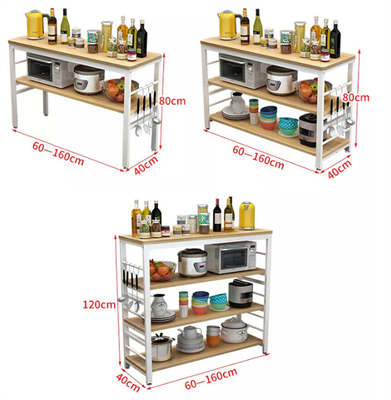 Countertop ραφιών μικροκυμάτων αρτοποιών κουζινών μετάλλων ξύλινος διοργανωτής 2 σειρά