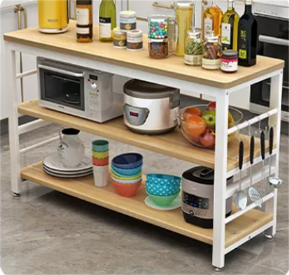 Countertop ραφιών μικροκυμάτων αρτοποιών κουζινών μετάλλων ξύλινος διοργανωτής 2 σειρά