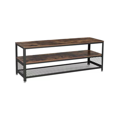 3Tier MDF χάλυβα σκοτεινό ξύλινο γραφείο στάσεων TV 82 ίντσα με την αποθήκευση ραφιών