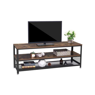 3Tier MDF χάλυβα σκοτεινό ξύλινο γραφείο στάσεων TV 82 ίντσα με την αποθήκευση ραφιών