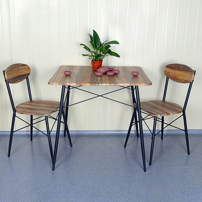 Καφετής να δειπνήσει μετάλλων 2 Seater πίνακας και καθορισμένη MDF εδρών ξύλινη κορυφή