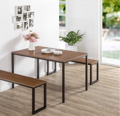 3pcs MDF γωνιών κουζινών ξύλινοι να δειπνήσει πίνακας και έδρα που τίθενται με δύο πάγκους