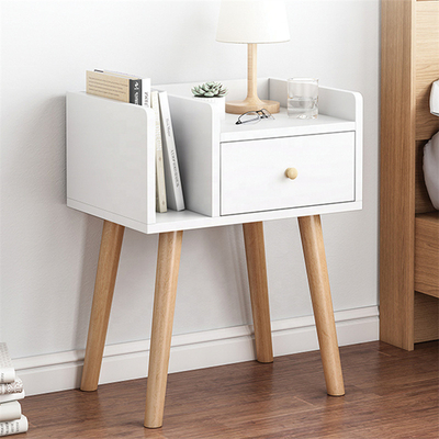 Σκανδιναβικό MDF επιτραπέζιο κοντραπλακέ Nightstand πλευρών ξυλείας με το συρτάρι