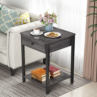 Προσαρμοσμένο γκρίζο ξύλο Nightstands ύφους αγροικιών πλαισίων μετάλλων